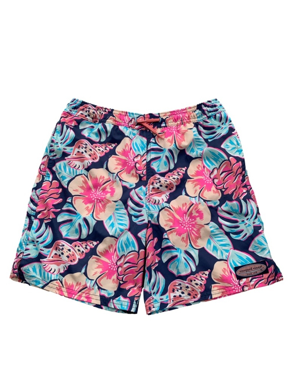 Vineyard Vines Size Medium, 12-14, Colorful Hibiscus Floral Print Swim Trunks
